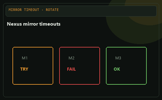 Nexus: primary mirror timeouts in some regions