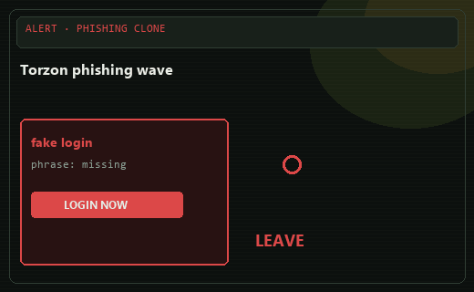 Torzon phishing wave: fake mirrors still active